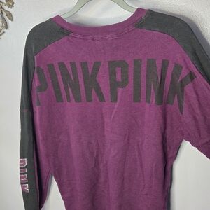 PINK Victoria’s Secret Purple Raglan Long Sleeve Tee Logo Back Size S/Petite